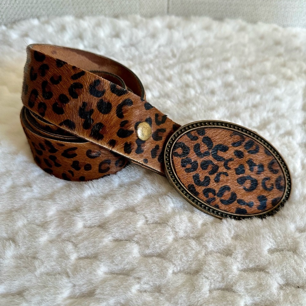 Leopard Print Pony Hair Belt
